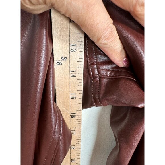 Abercrombie 90s Curve Love Straight Ultra High waist faux leather pants Maroon s - Picture 5 of 10